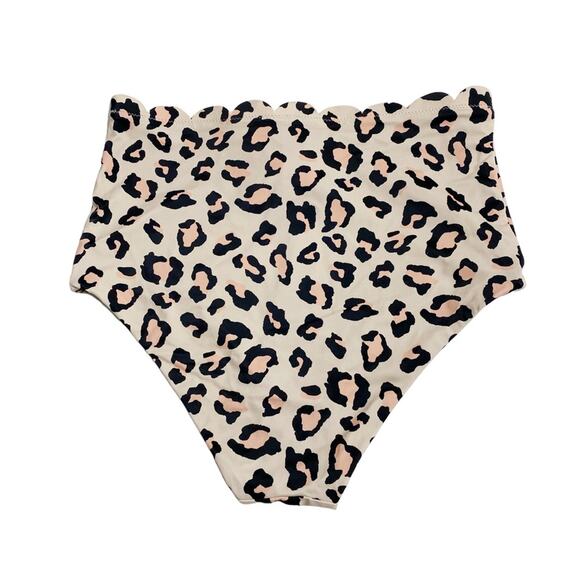 Chelsea28 New Leopard Print Scalloped Edge Retro High Cut Bikini Bottom NWOT - Picture 3 of 6